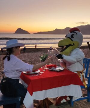 CENA ROMANTICA PLAYA MUCHACHO ALEGRE